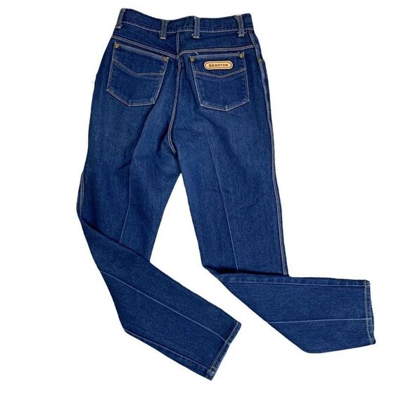 Vintage Braxton High Waist Denim Jeans 24 Blue Dark Wash Tapered Leg Stretch - Picture 3 of 5